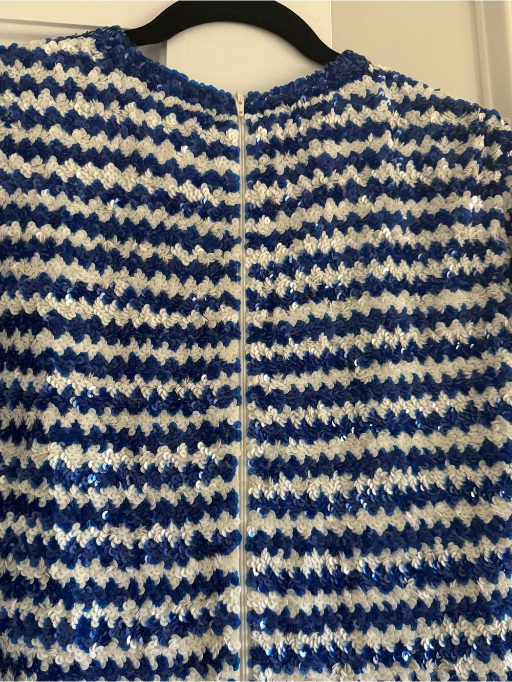 ASHISH all over sequin stripe blue white top designer Luxury M retrofete - Picture 5 of 7